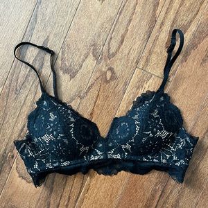 Aerie 32B Black Lace Wireless Bra